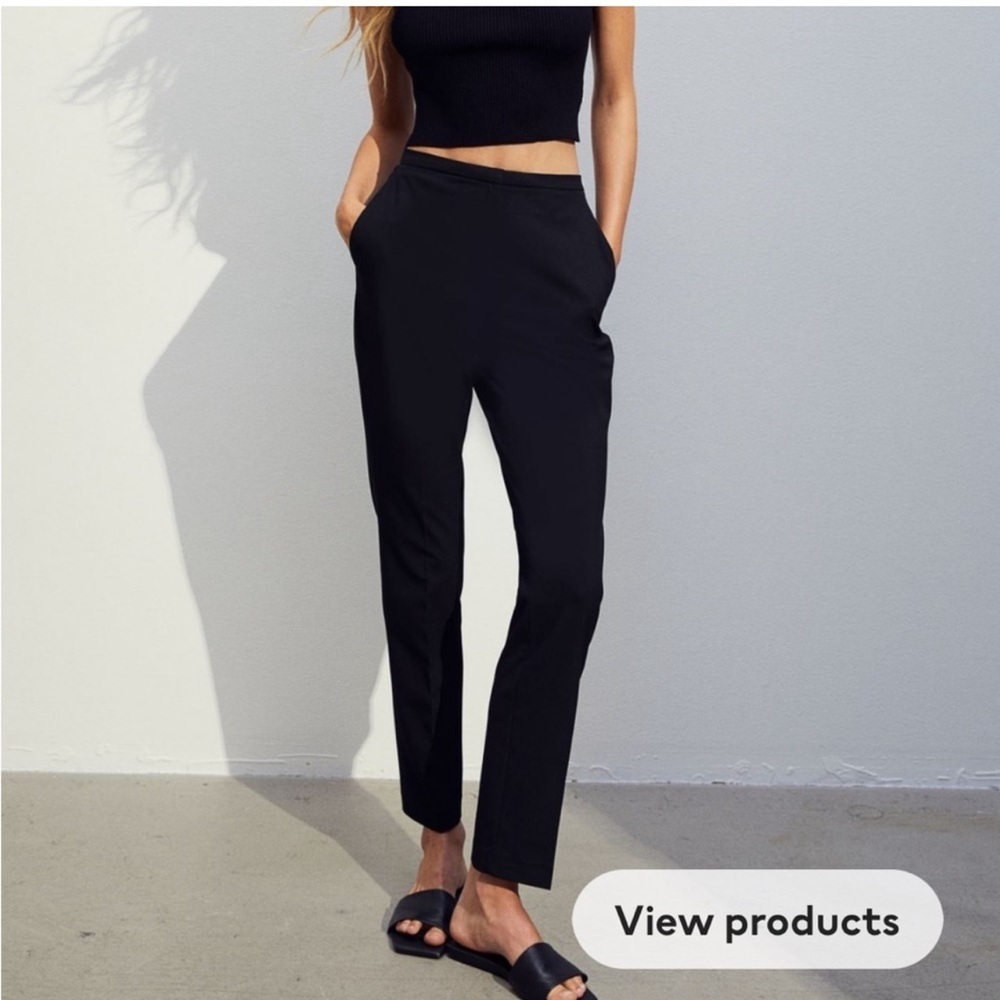 H&M Dark Navy Straight Leg Pants Sleek Tailored Design size 8  NWT